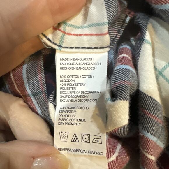 Red/ White/ Blue Plaid Long Sleeve Izod Shirt Size Large - Picture 6 of 7